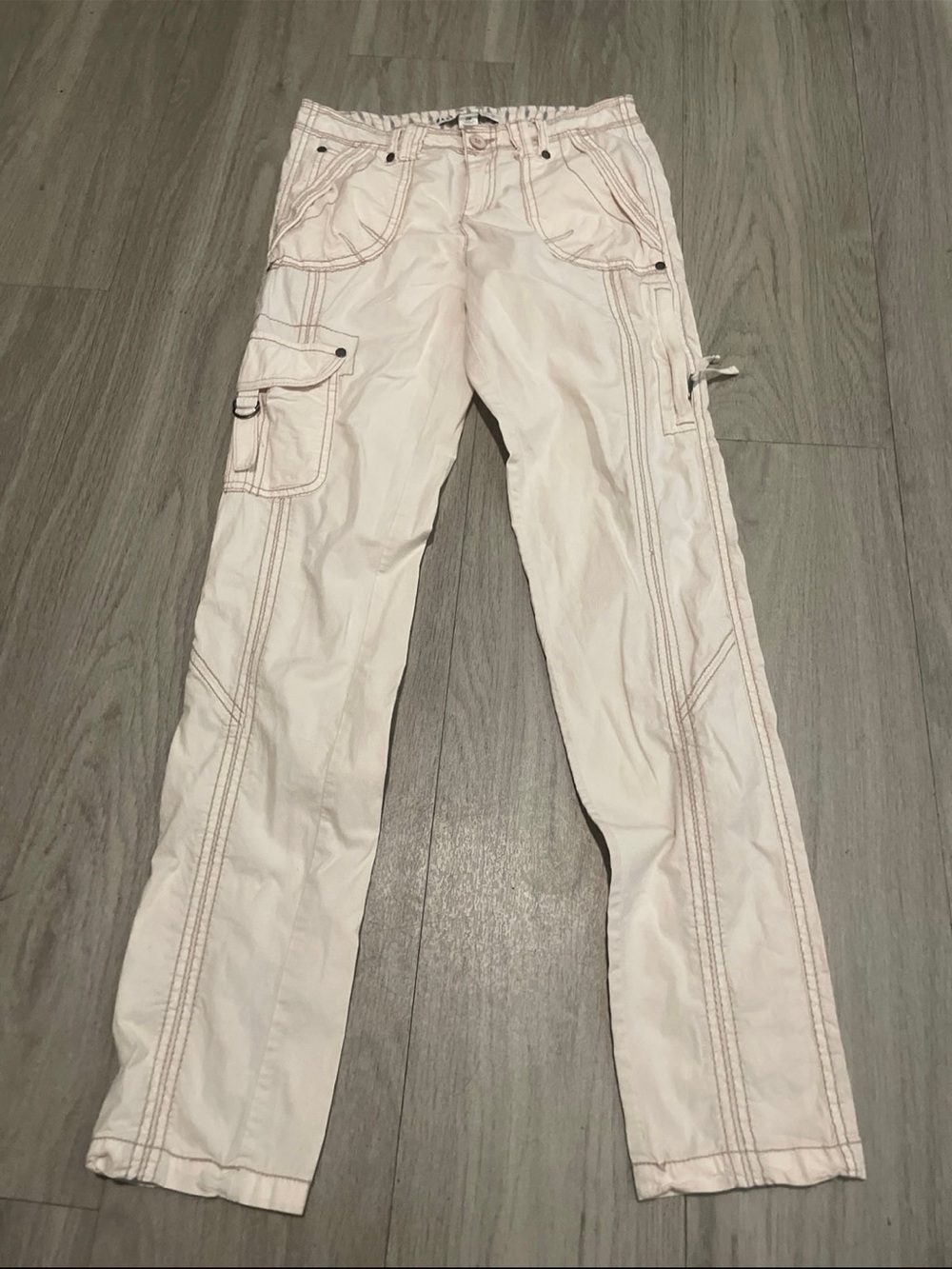 Straight Leg Utility Jeans - Light Pink